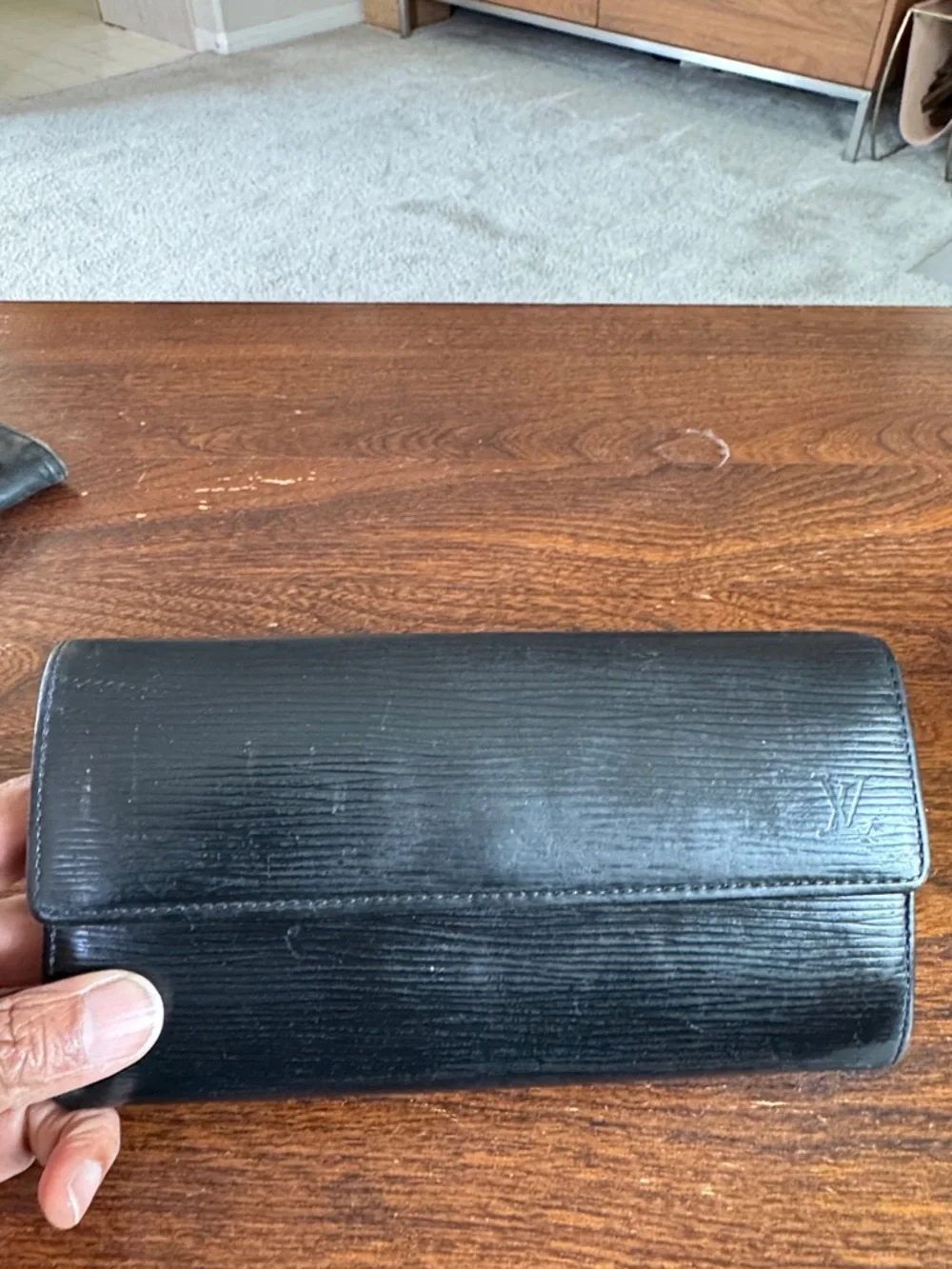 Louis Vuitton Black Epi Leather Wallet Clutch